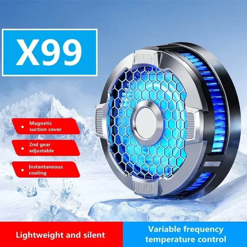 

X99 Mobile Phone Semiconductor Back-Clip Magnetic Type-C System Cooling Fan Radiator with Wireless Charging for PUBG Game Cooler