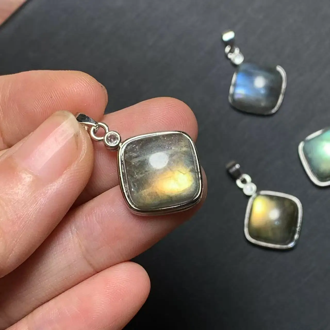 SQUARE Natural Moonstone Pendant  Fine Jewelry Handmade Stones Wholesale Healing Energy Gift Lucky Jewelry