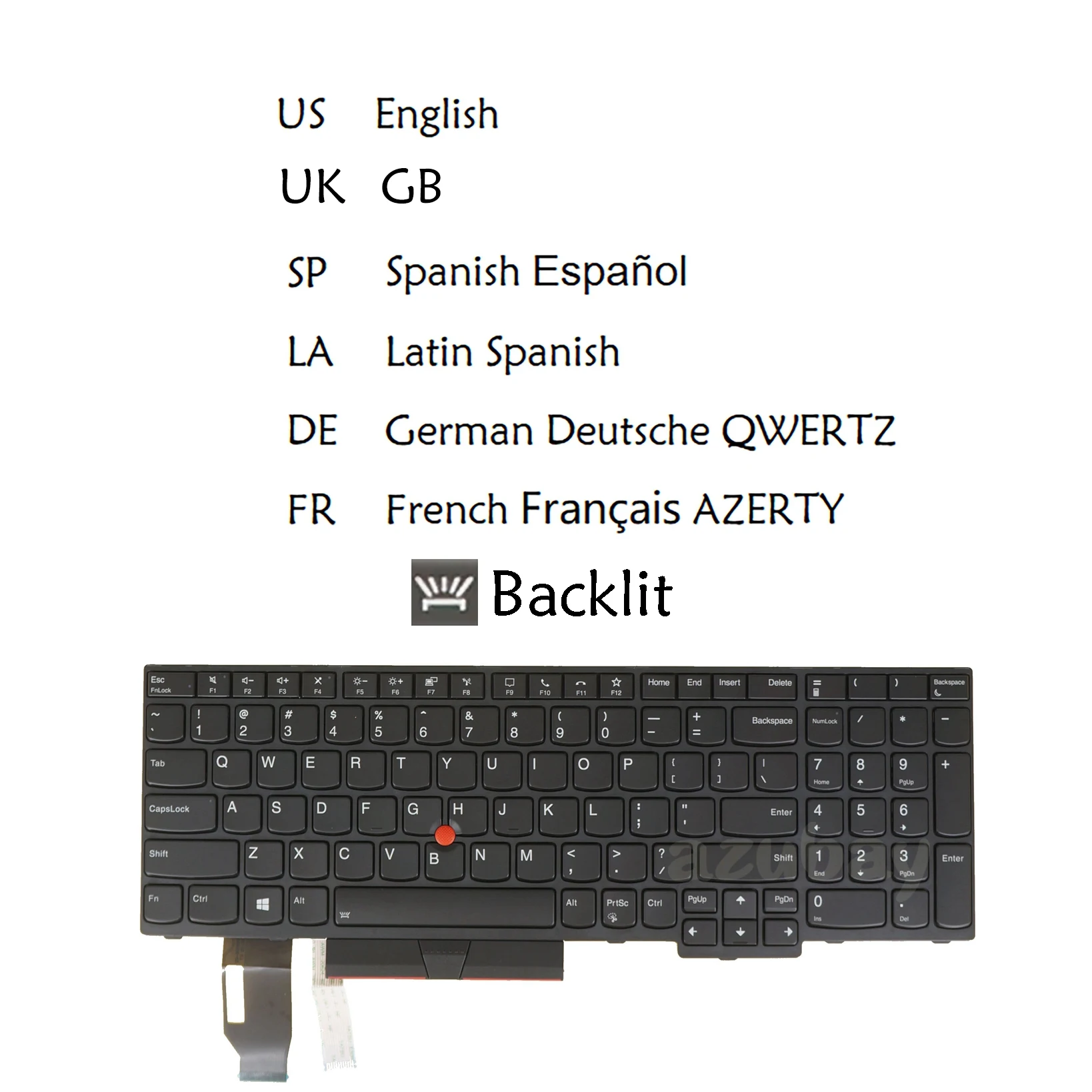 

Клавиатура с подсветкой для ноутбука Lenovo ThinkPad T15 Gen 1 / Gen 2 , P15s Gen 1 / Gen 2 US English UK LA Spanish French AZERTY German