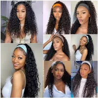 Perruque de cheveux humains brésiliens de densité 200 avec bandeau, vague profonde de 30 à 40 pouces, prête à porter pour un style instantané 4