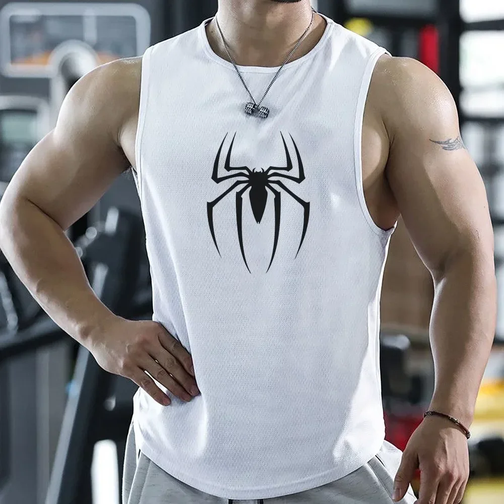 

Summer O Neck Men Gym T Shirt Fitness Sport Basketball Tank Tops Quick-drying Mesh Sleeveless Shirt Workout Vest Men's Clothing
