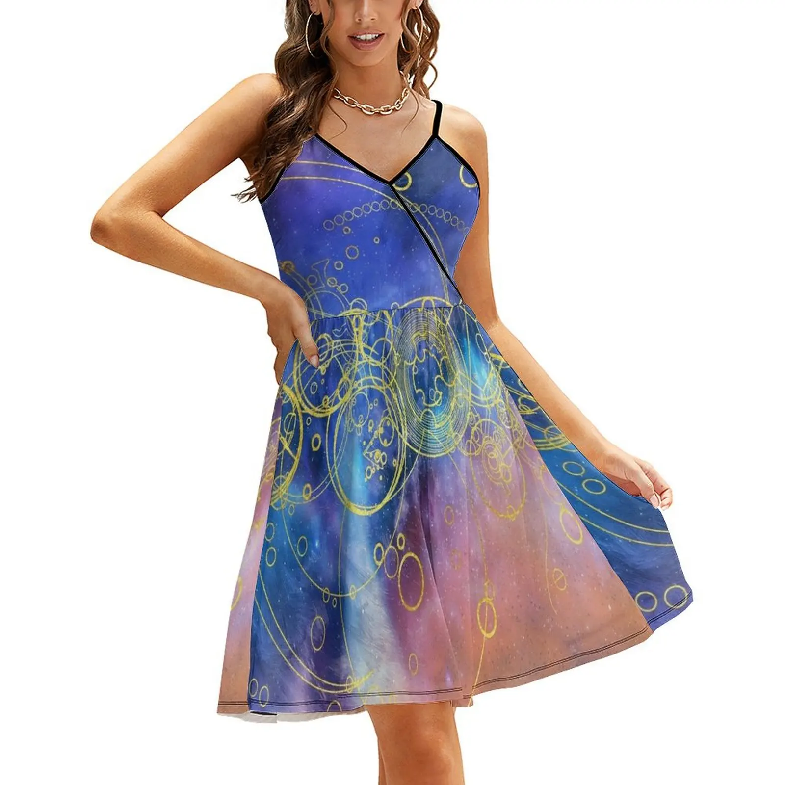 

Платье на бретельках с надписью Time Lord (вихревые оттенки), платья, женская одежда для торжества, летние наряды для женщин, пляжные наряды для женщин 2024