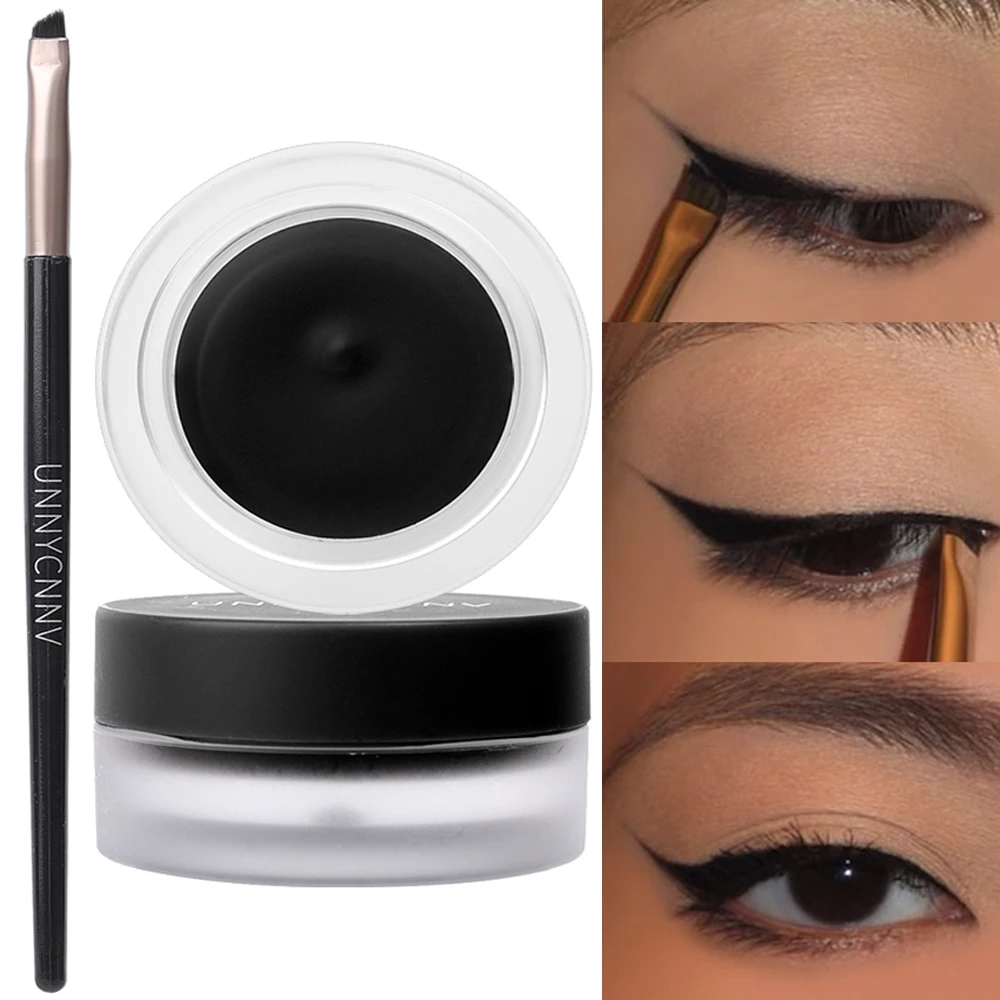 2 In 1 Eyeliner Crema Gel Per Sopracciglia Con Pennello Waterproof Lasting Black Brown Matte Eye Liner Sopracciglio Tinta Occhi Cosmetici Per Il Trucc