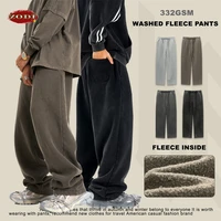ZODF Retro 2024 Winter Washed Fleece Straight Pants For Men Unisex Loose 332gsm Knitted Warm Soft Trousers Brand Clothes HY0869 1