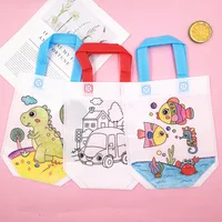 5pcs Graffiti Bag Non-woven Fabric Children Handmade Puzzle DIY Toys Environment Protection Painting Handbag Kids Gift TMZ 2
