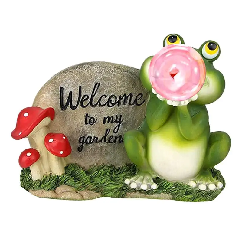 

Solar Frog Waterproof Resin Garden Frog Statue Solar Powered Cute Animal Frog Figurines Pathway Indoor Outdoor Decor Solar Lawn