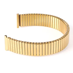 Stainless Steel Metal Elastic Watch Band Expansion Bracelet - Retractable Strap - 16mm (Gold)