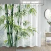Japanese Style Flowers Bird Shower Curtain Abstract Mountain Red Floral Plant Ink Art Landscape Fabric Decor Bathroom Curtains 6