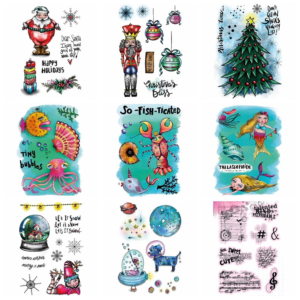 Christmas Clear Stamps Mermaid Walk-About Out Of This World Silicone Transparent Stamps Card Making Photo Album Decoration