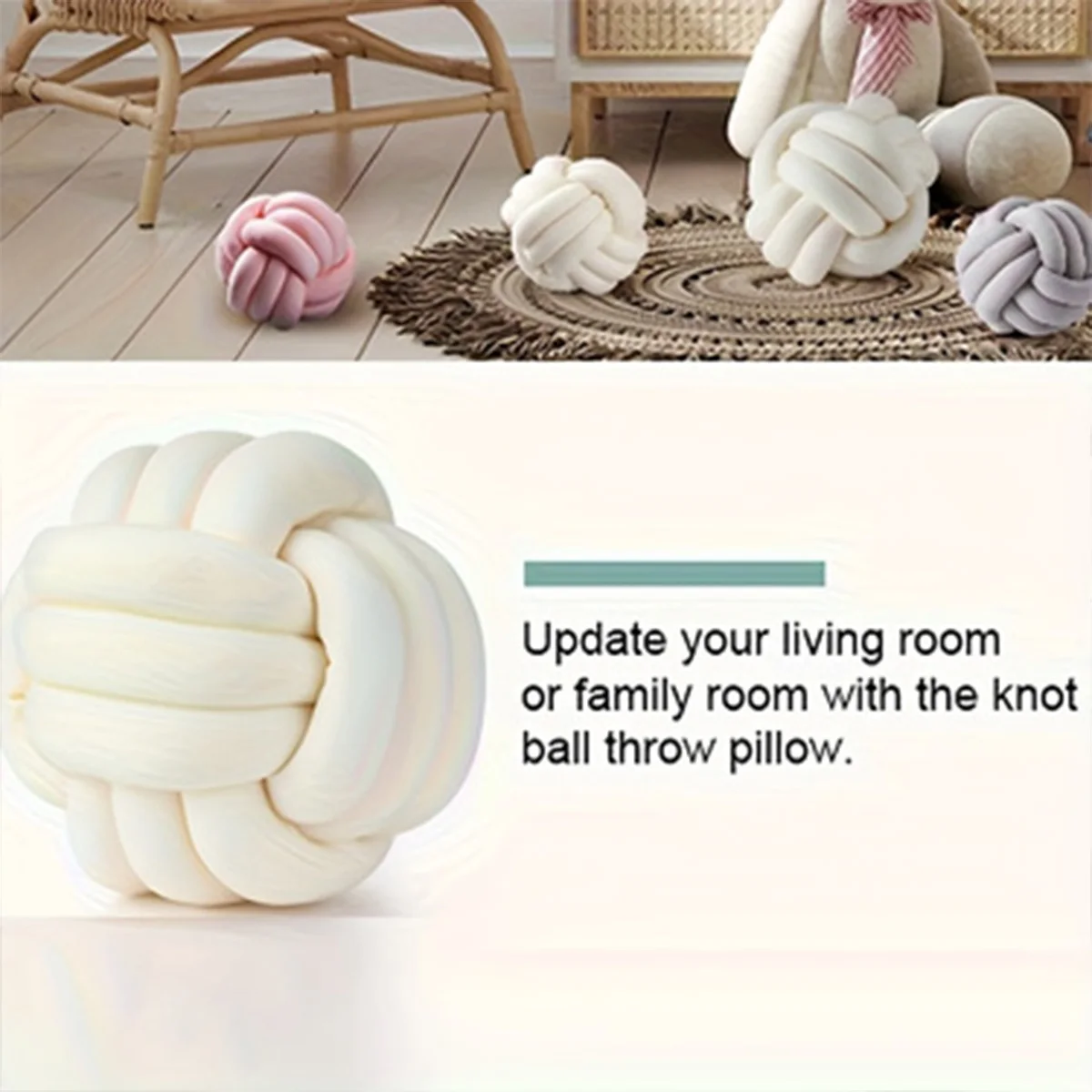 1 Stück geknotetes Kugelkissen. Sofa-Rückenpolster, niedliches Plüsch-Wurfkissen, Sofa-dekoratives Kissen, Wohnaccessoires – Detail 5