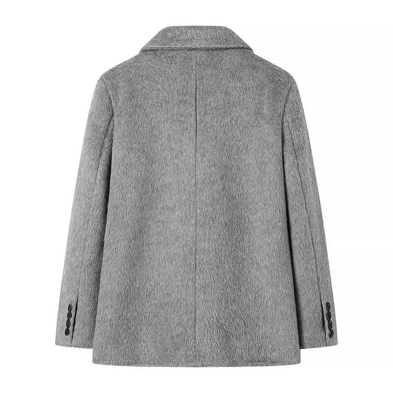 Streetwear Long Hairy Shaggy Blazer Boyfriend Vintage Women Front Pockets Loose Oversized Suit Fashion Coat Pink 4 colors