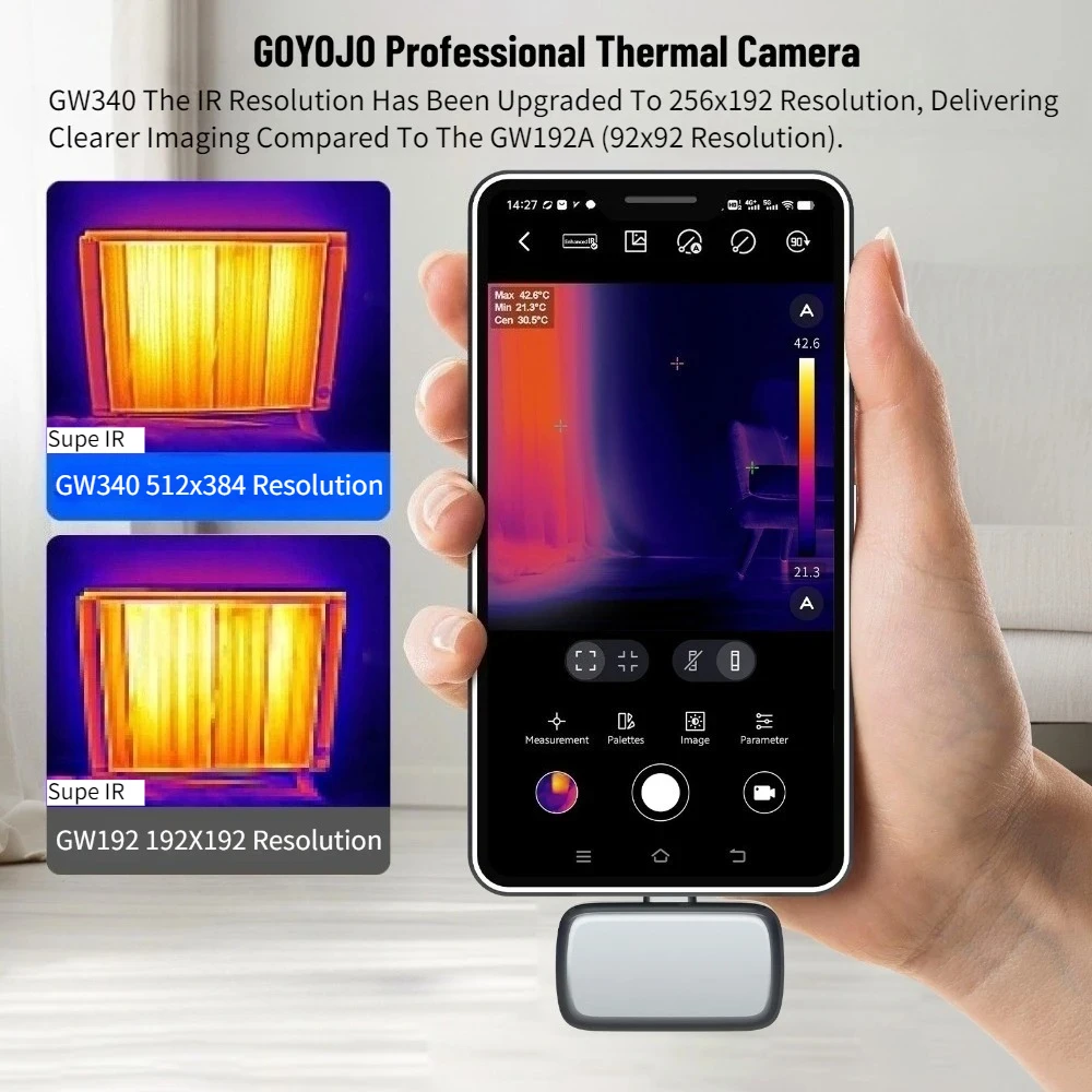 Thermal Camera for IOS & Android, 256x192 IR Resolution, Thermal Imager Camera,