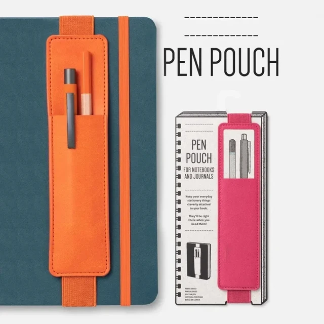 Sac à stylos en cuir Pu, boucle élastique, livre, carnet de notes, mode école, étui à stylos pour réunion de bureau, facile à transporter, papeterie de bureau pour étudiants