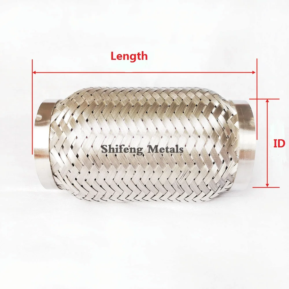 Stainless Steel 304 Flex Pipe Exhaust Bellow Tube Flex Coupler With Braiding Bellows length 152mm