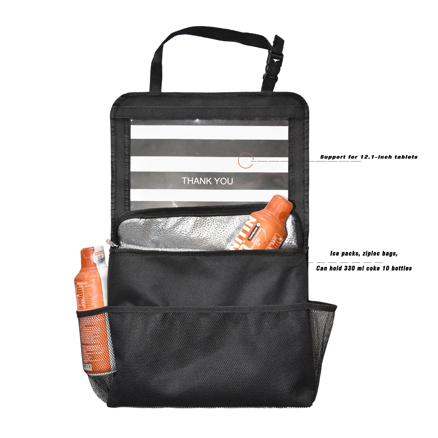 Car Seat Organizer/Auto Seat Back Organizer/Multi-Pocket Travel Storage Bag/Insulated Car Back Drinks Holder Cooler/Storage