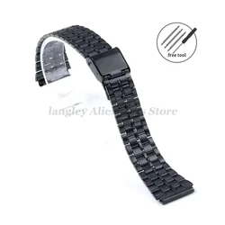 18mm Stainless Steel Vintage Wrist Bracelet Watchband - 18mm (Black - B)