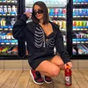 Y2K Rhinestone Skeleton Hoodies Women Gothic Black Zip Up Oversized Sweatshirts Female Retro Harajuku Hooded Jacket Streetwear 4