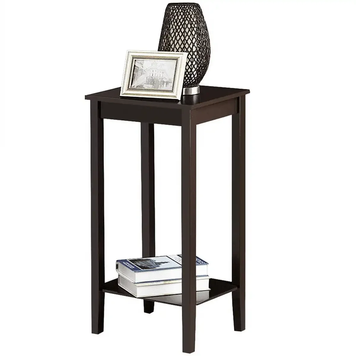 

Easyfashion Small Rectangular Wood End Table, Dark Coffee Finish