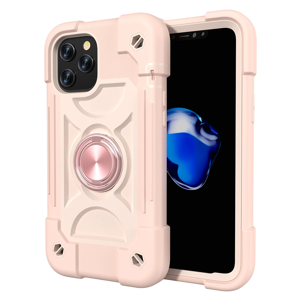 Armor Bumper Shockproof Phone Case For iPhone 14 13 12 11 Pro Max XR XS Max X 7 8 Plus Colorful Rugged Ring Holder Hard PC Cover