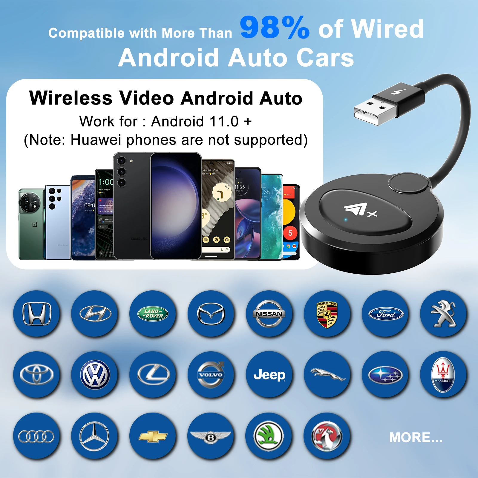 Wireless Video Android Adapter Playable Youtube/Netflix etc Compatible All Car Models With USB/Type-C For Android Mobile Phone