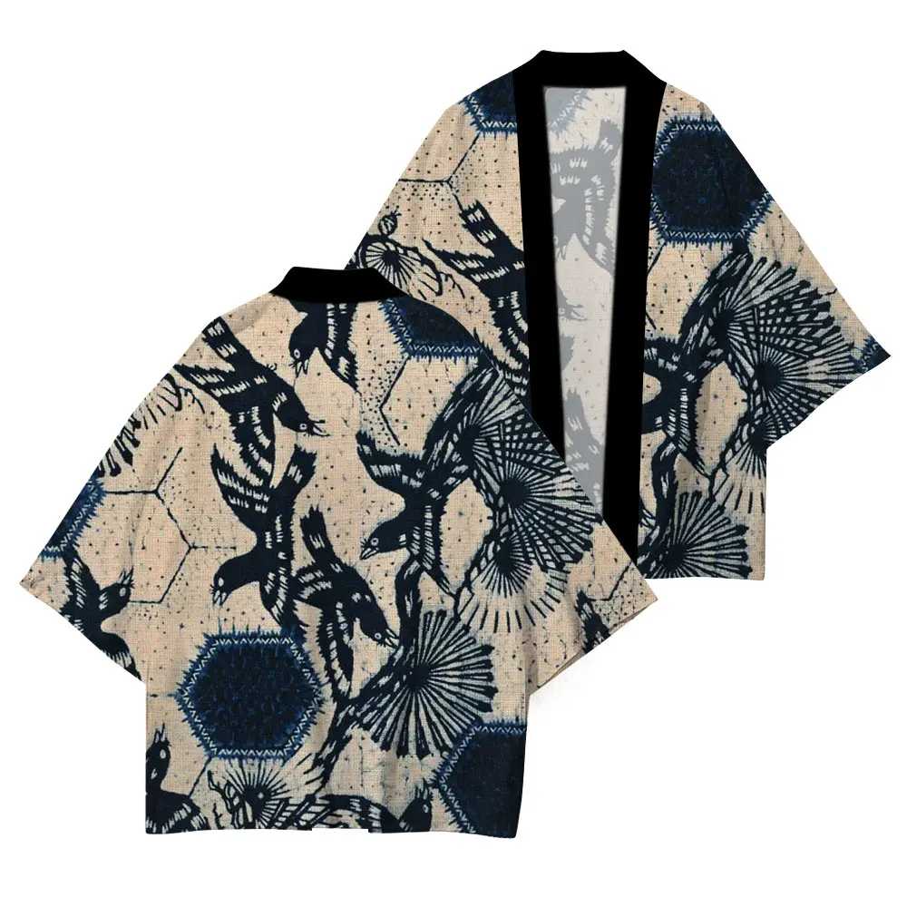 Japanese traditional clothing casual loose kimono Wave red sun pattern printed summer UV protection XXS-4XL Clothes