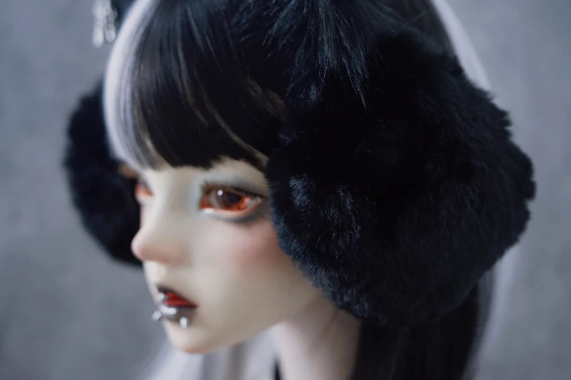 Warm Earmuffs Manual Hair Hoop Black Cat Ear Earmuffs Autumn Winter