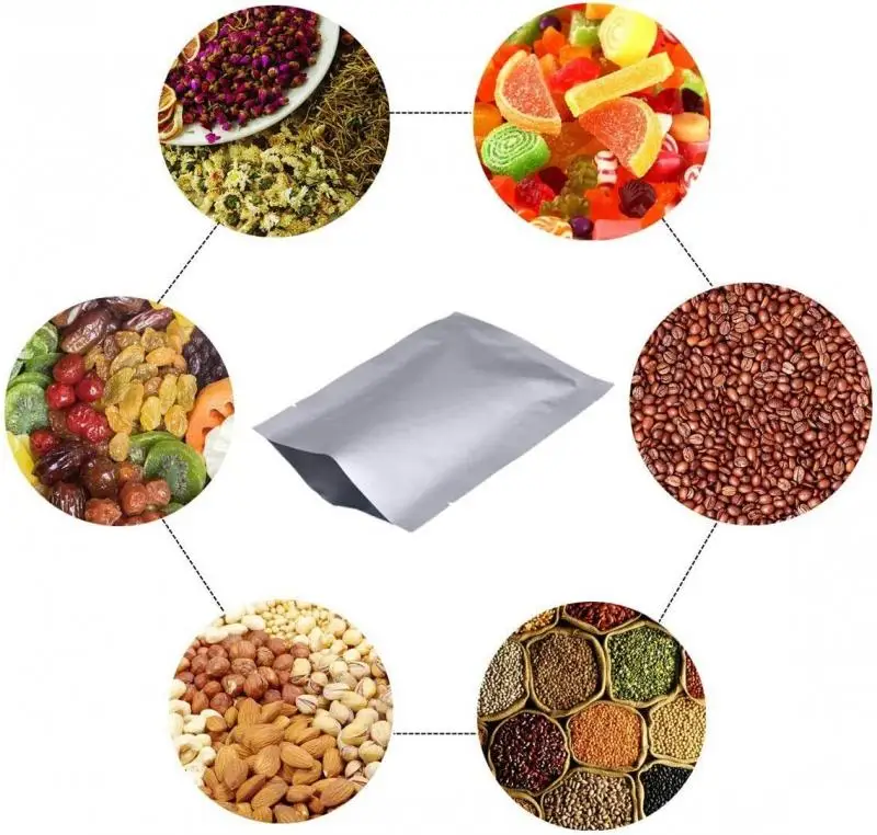 50pcs Silver Vacuum Sealer Aluminum Foil Mylar Bags Storage Pouches Home Kitchen Tools for Convenient Food Nuts for vacuum seal bags,vacuum bags