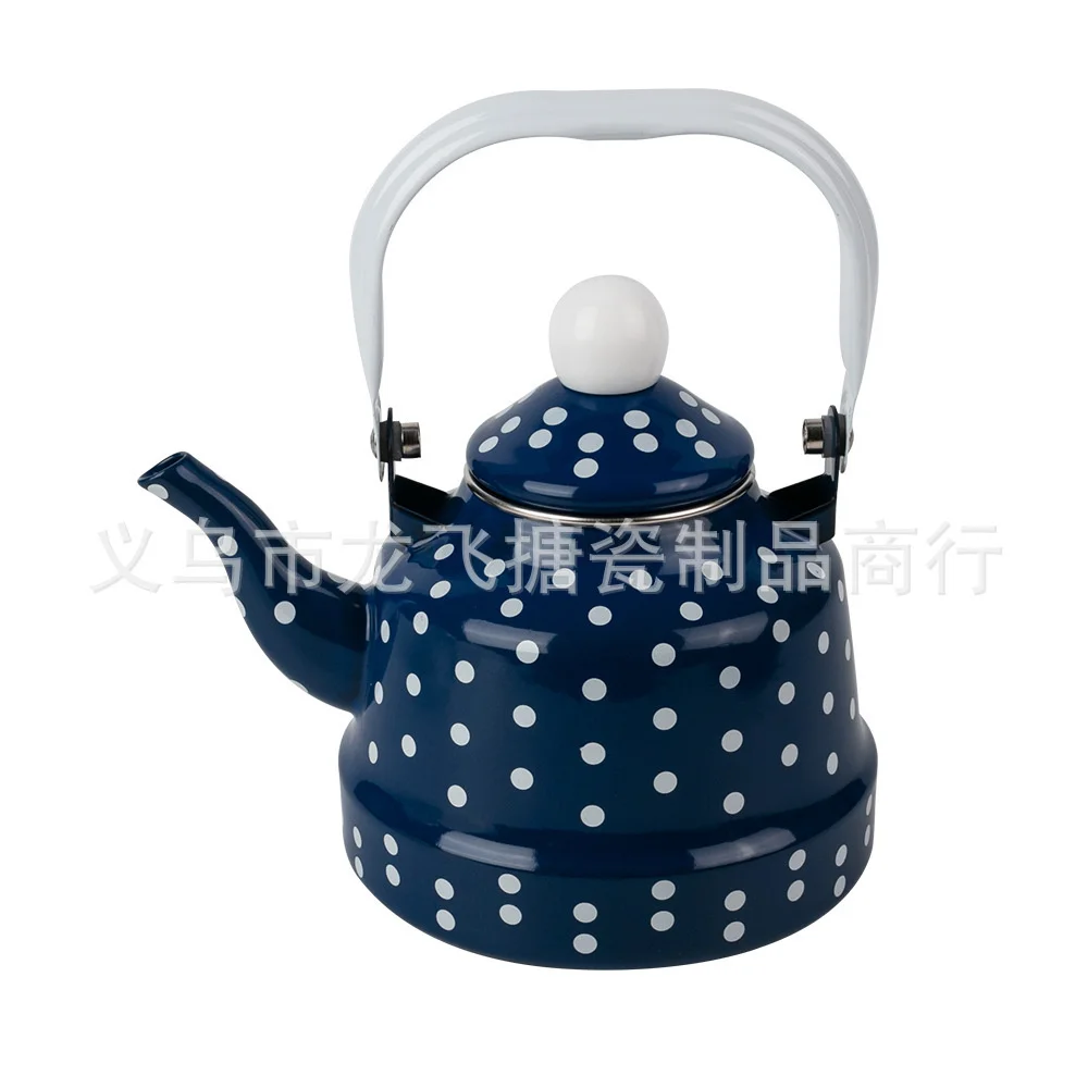 Enamel Kettle Red Polka Dot Durable Heating Water Kettle Lovely