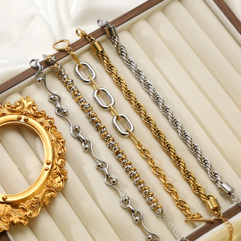 GANPUP 316L Edelstahl Hohe Qualität Zarte Handgelenk Kette Armband Armreif 18K Gold PVD Überzogene Mode Täglichen Schmuck Männer – Detail 7