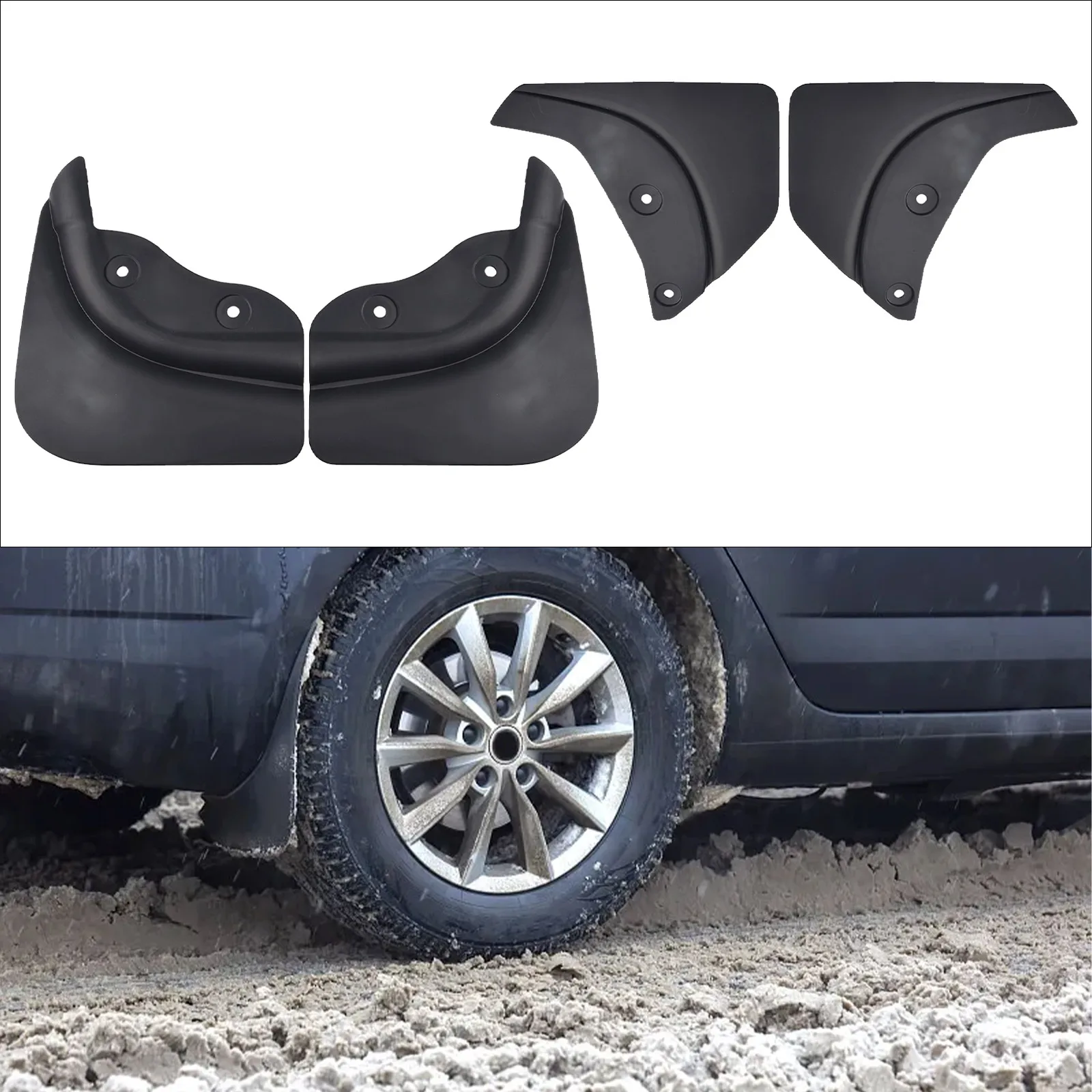 

4pcs PP TPO Plastic Black Mudguards For Tesla Model Y 2020-2023 Rear Wheel Mud Flaps Car Mudflaps Modification