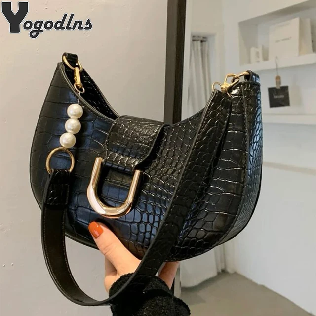 Sac à bandoulière motif Crocodile rétro pour femmes, sac à