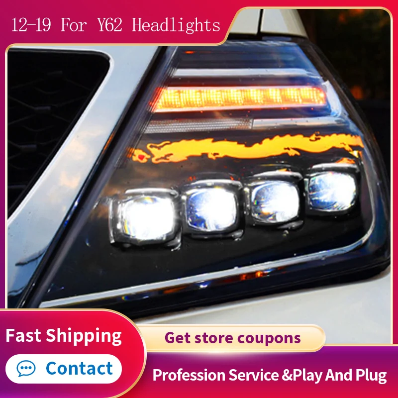 

Car Styling new style headlights for Nissan Patrol Y62 Headlight 2012-2019 DRL full LED with dynamic turning signal