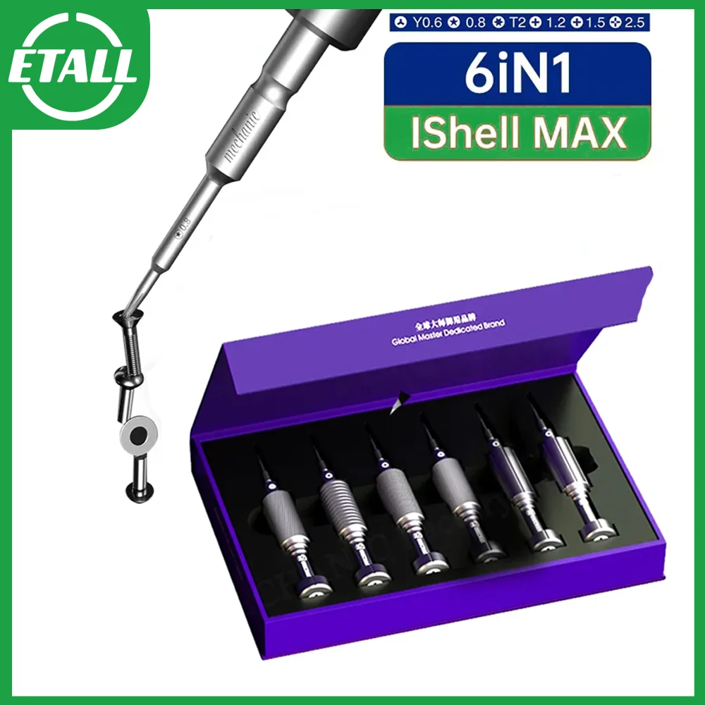 Высокопрочная Прецизионная отвертка Mechanic iShell 6 в 1, крест цветущей сливы для IPhone, инструменты для внутренней разборки дна