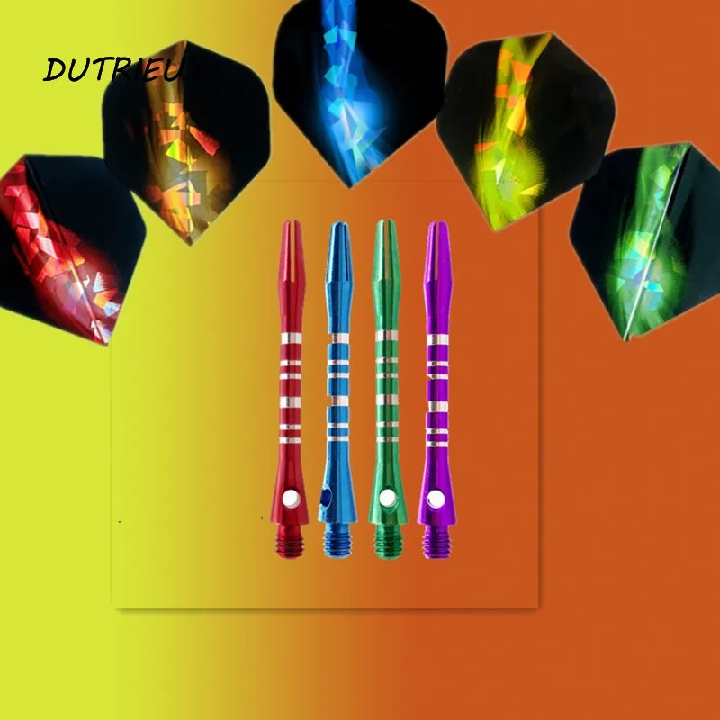 DUTRIEUX 45mm 2BA Aluminum Dart Shaft with Painted Coil and Exquisite Laser Pattern Dart Wings Professional Dart Accessories