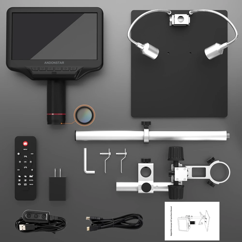 Andonstar AD407 Pro 7 Inch 270X HDMI Digital Microscope,Upgraded 12.5 inch Metal Stand for Professional PCB/SMD Soldering Tools images - 6