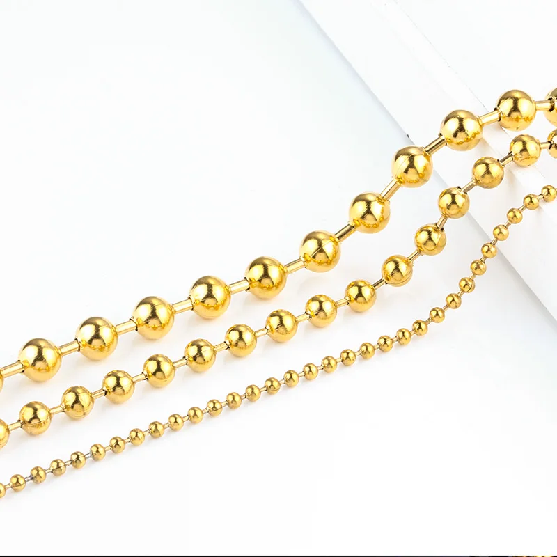 US$ 2.37 ~ US$ 3.16 - Nuevo Collar De Acero Inoxidable De Oro De 18 Quilates Con Cadena De Bolas De Aceite Que Gotea De Color Rojo Blanco Y Negro P2152392