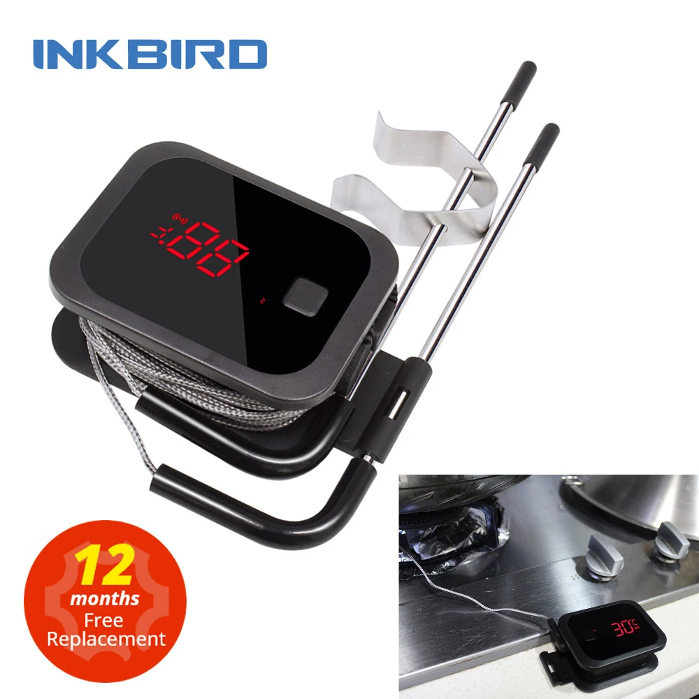 Inkbird Ibt 2X Food Cooking Bluetooth Wireless Bbq Termometro Sonde E Timer Con Doppie Sonde Per Forno Meat Grill App Gratuita