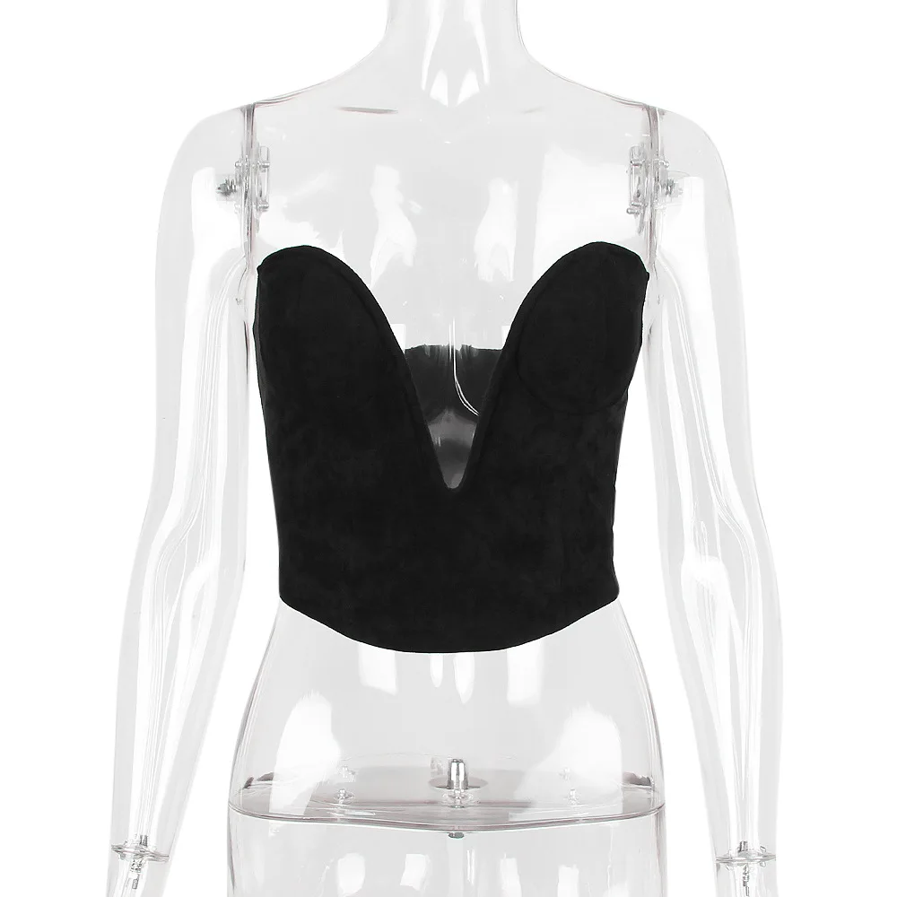 Inspired By Kendall Jenner Strapless Black Shaped Top Boned Corset