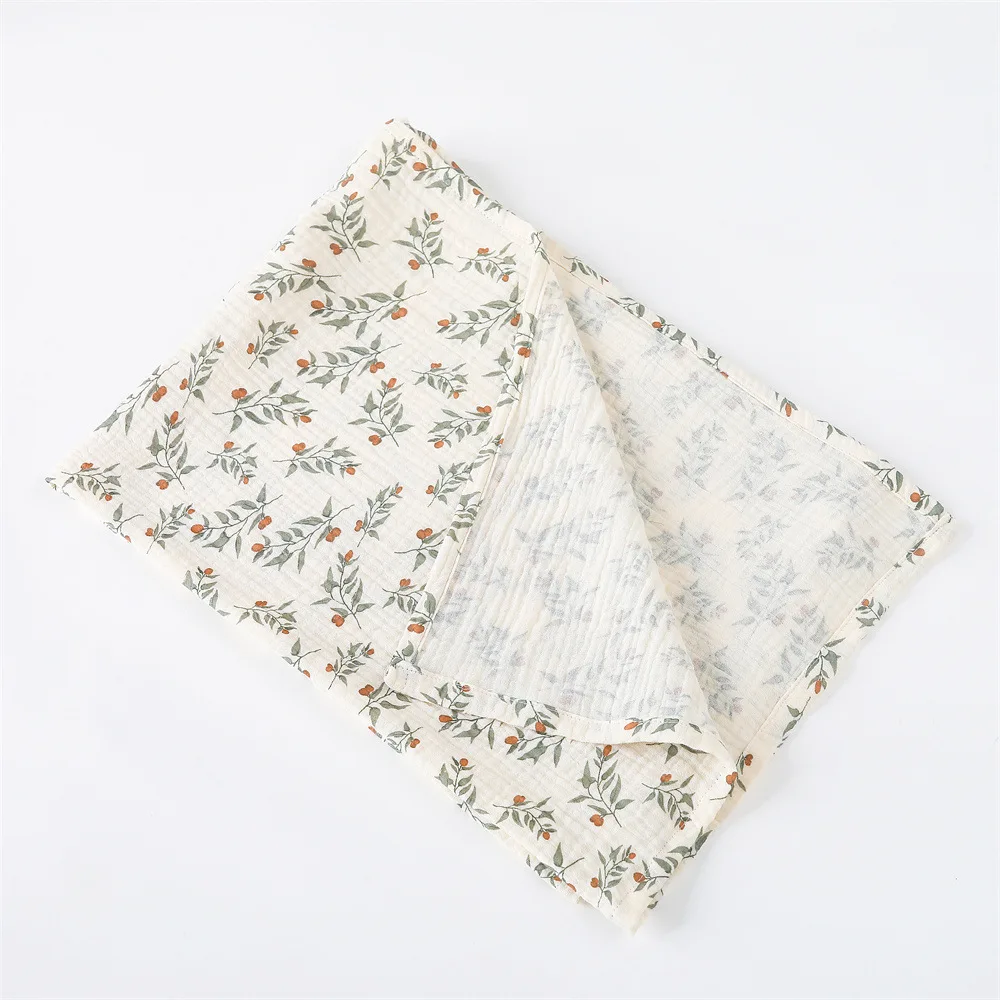 Cotton Swaddle Blanket Baby Blanket Floral Print Muslin Diaper Swaddle New Born Crinkle Fabric Baby Born Stroller Cover 2