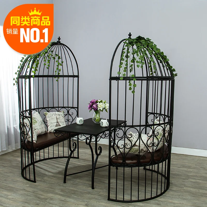 Customized Loft Retro Iron Art Birdcage Sofa Card Holder Coffee Shop Milk Tea Shop Seat Restaurant Bar Negotiation Table Chair