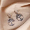 Chandler Stainless Steel Tree of Life with a DNA Trunk Hoop Earrings Genealogy Gift Birthday Party Jewelry Gift for Women 6