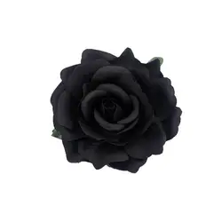 Elegant Handmade Floral Hair Clips - Red & Pink Rose Barrettes (Black)