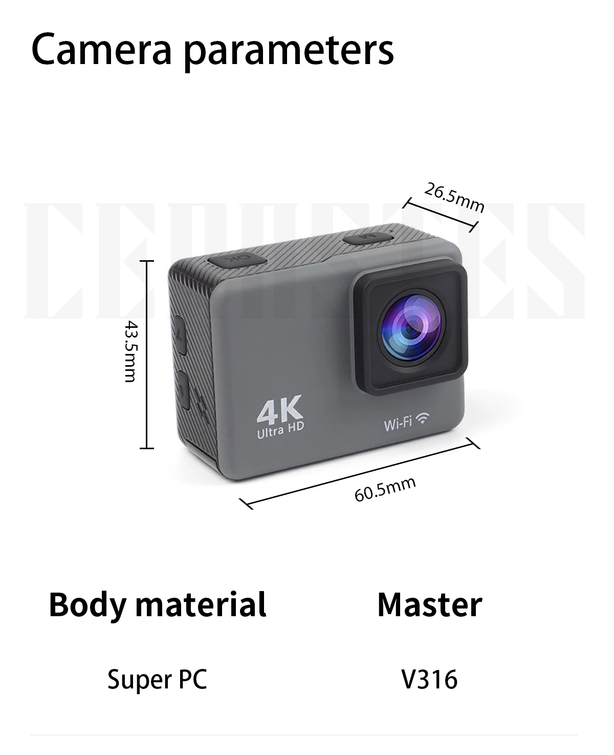 CERASTES Action Camera 4K60FPS with wifi remote control, electronic image stabilization, suitable for diving and outdoor sports.