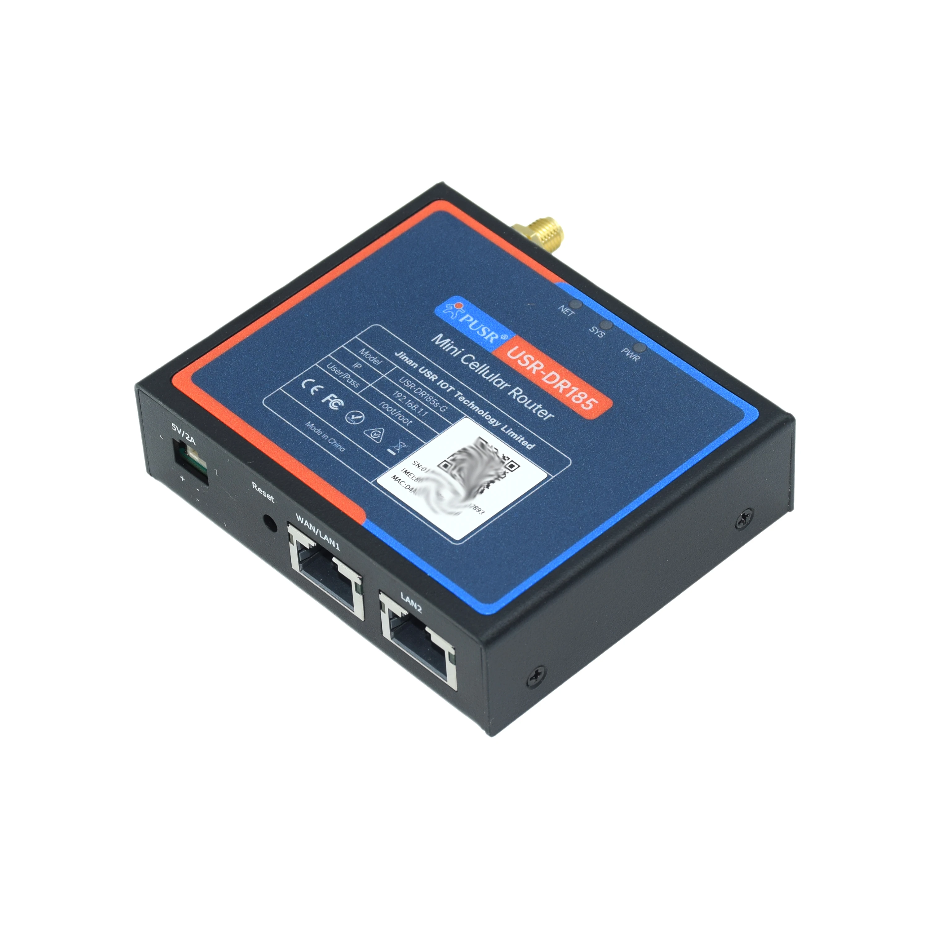 산업용 4G LTE Cat1 셀룰러 라우터 100Mbps RJ45 포트 USR-DR185s-G