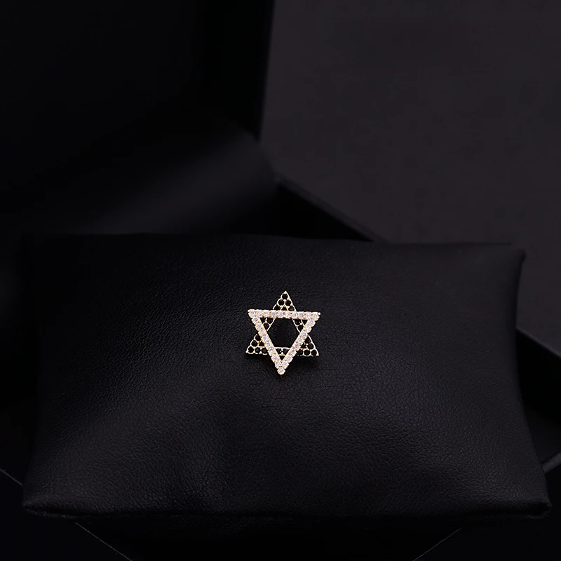 Mini Brooch Texture Six-Pointed Star Luxury Suit Accessories Shirt Neckline Decorative Clothes Fixing Buckle Couple Jewelry 6059