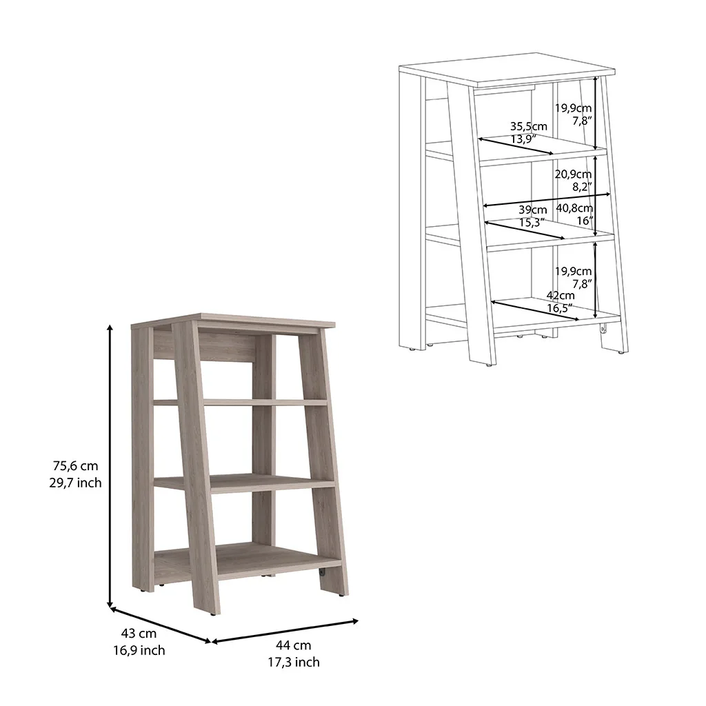 Linen Cabinet Jenne, Four Open Shelves, Light Gray Finish 5