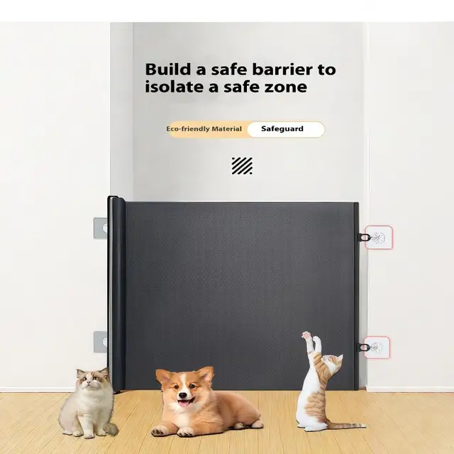 Safety Pet Mesh Fence Cat Gate Retractable Safety Gates For Pets No Drilling Barrier Childproofing For Small Medium Large Breeds 5
