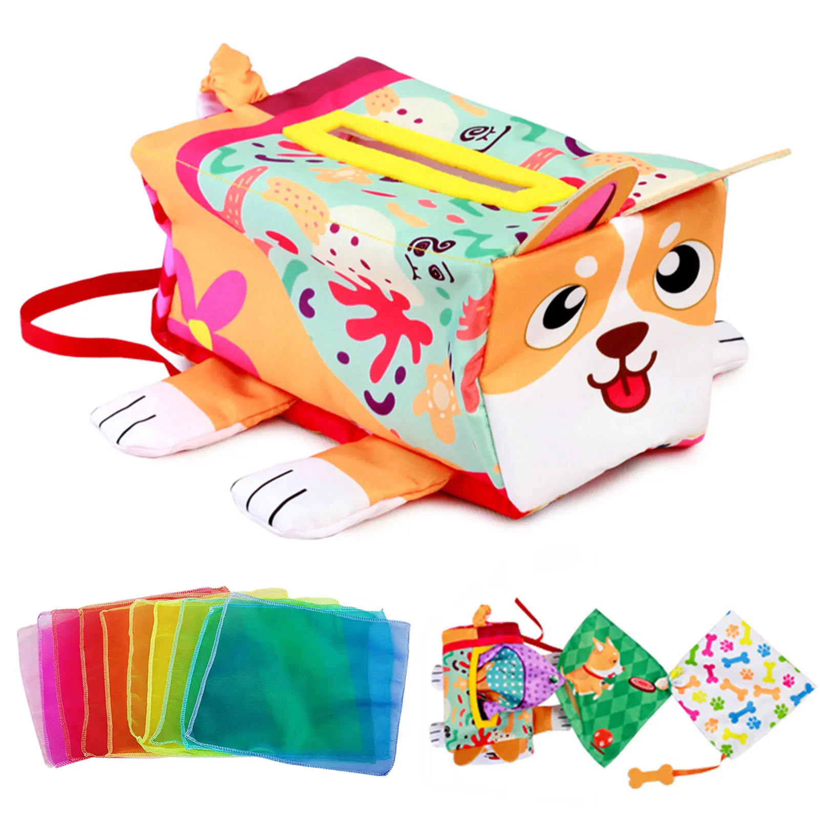 Soft Montessori Baby Tissue Box Sensory Toy