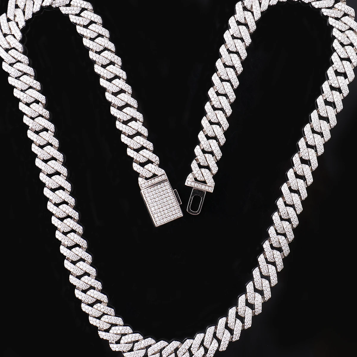 provence cuban link chain necklace 925 silver for men punk def/vs lab diamond chain necklace hip hop personalized custom Provence Cuban link chain Necklace 925 Silver for Men punk DEF/VS lab diamond chain Necklace hip hop personalized Custom 1