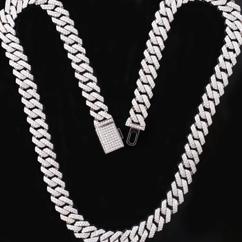 Provence Cuban link chain Necklace 925 Silver for Men punk DEF/VS lab diamond chain Necklace hip hop personalized Custom 1